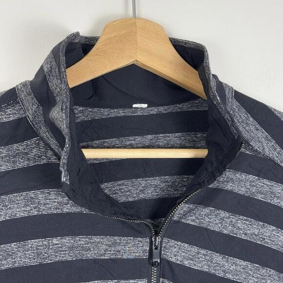 Lululemon Studio 1/2 Zip Sweatshirt Classic Stripe Heathered Black Men Sz XL Gym - Picture 5 of 13